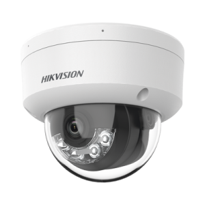 Domo IP 4 Megapixel / Lente 2.8 mm / Dual Light (30 mts IR + 30 mts Luz Blanca) / Micrófono Integrado / Antivandálico IK08 / Motion Detection 2.0 / Exterior IP67 / H.265 / PoE / ONVIF / Micro SD