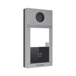 Videoportero IP 2 Megapixel / Llamada y Apertura Remota desde App Hik-Connect / PoE / Exterior IP65 + Antivandalico IK08 / 1 Departamento / Apertura con Tarjeta / Soporta 2 Puertas y hasta 6 Monitores